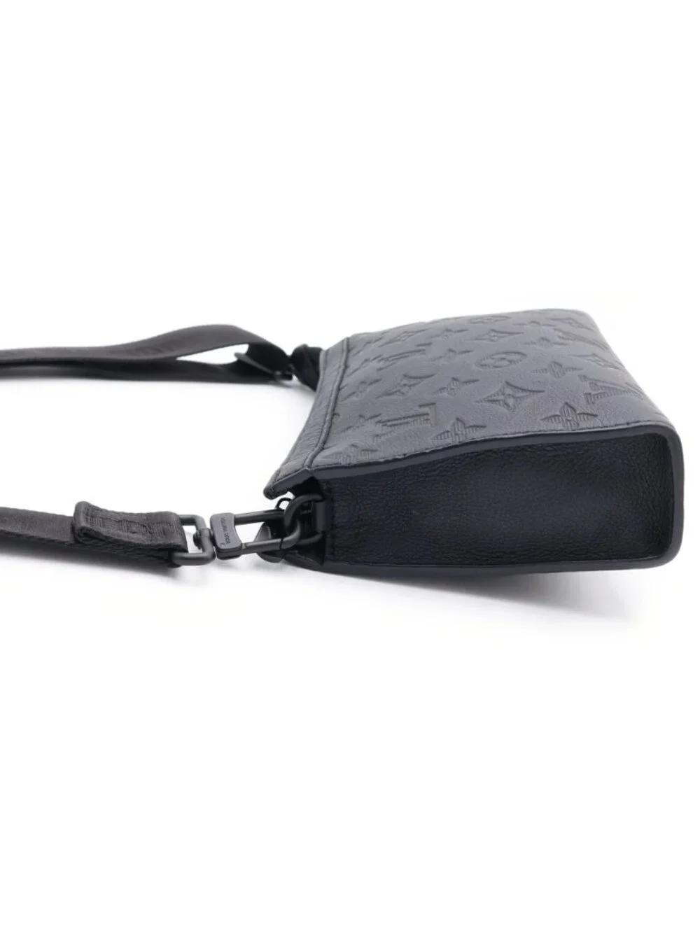 Louis Vuitton Gaston Wear Blue Wallet Shoulder Back Monogram Shadow Leather Noir